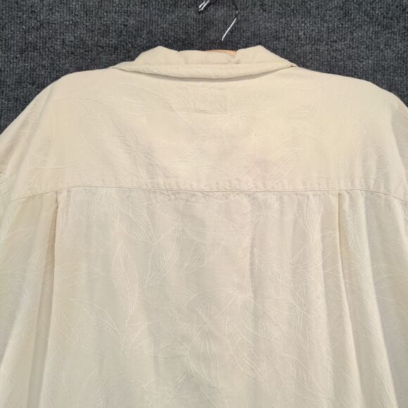 Island Shores Men's Washable Silk Button Up Shirt Cream XL Short Sleeve Pocket - Picture 6 of 16